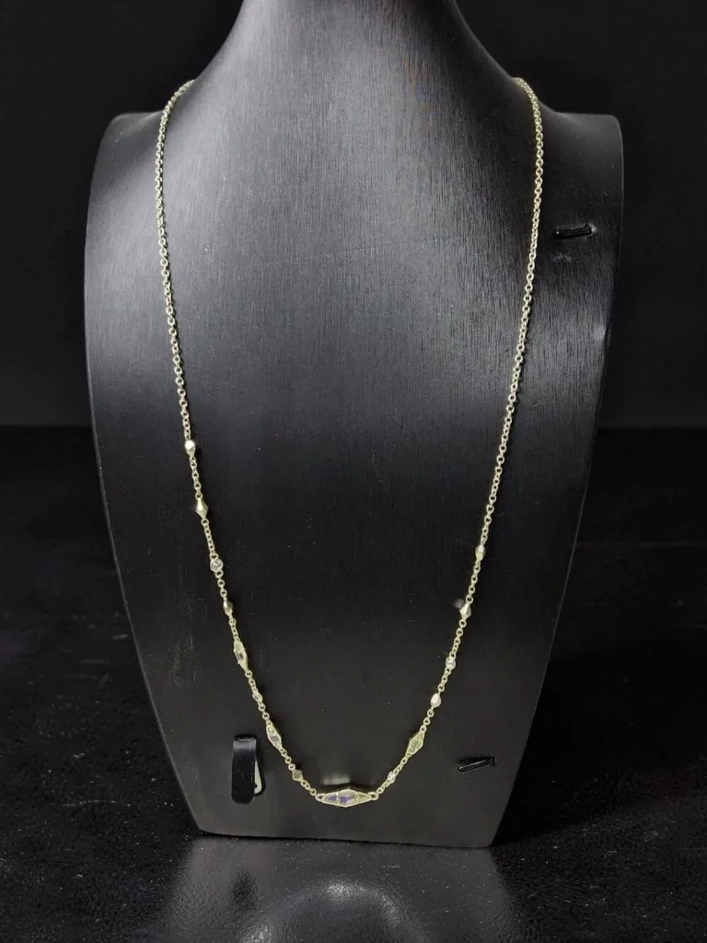 kendra scott debra silver tone aurora borealis chrystals station necklace